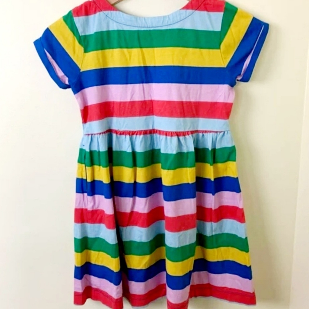 Mini Boden Rainbow stripe jersey pocket dress - Picture 2 of 6